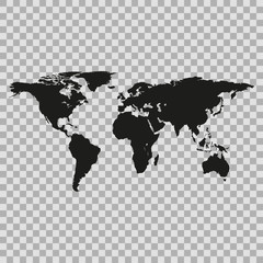 Blank Gray World map isolated on background. Worldmap Vector template. Map mockup infographics. Flat world Earth illustration.