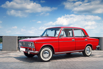 Old retro soviet red car