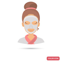 Girl with cosmetics mask on her face color flat icon for web and mobile design