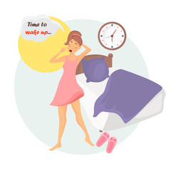 Girl awakening illustration for web and mobile design