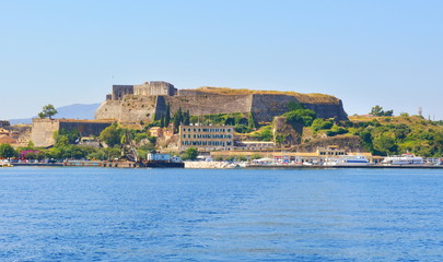 Fototapeta na wymiar Fortress of Corfu in Greece with calm sea