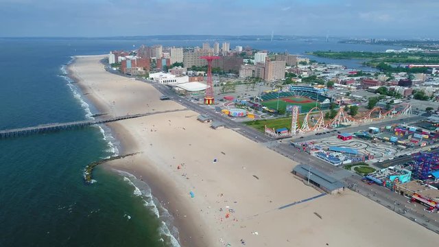 Helicopter tour Coney Island 4k stock footage