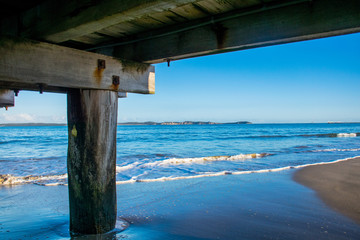 Blue sky under pier