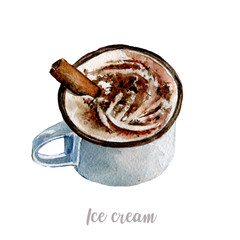 Watercolor hand drawn ice cream. Isolated dessert illustration on white background