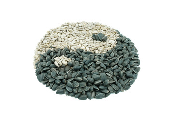 Yin-Yang symbol of sunflower seeds.