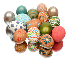 Easter eggs with pattern isolated on white background