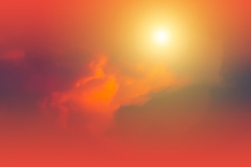 Sunset orange evening light in winter.