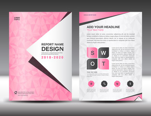 Business brochure flyer template in A4 size, Pink Cover design, Annual report, magazine ads, catalog layout, vector illustration