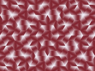 A hexagon made of sparkling red triangles. Geometric pattern
