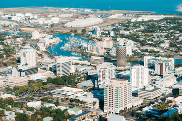 Fototapeta na wymiar Tropical city Townsville, queensland, North australia aerial view