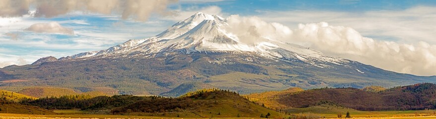 Mount Shasta Panorama, Snow-Capped Volcanic Mountain in Northern California