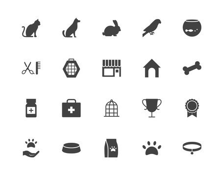 Pets silhouettes icons set