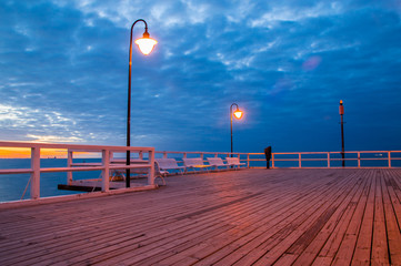 Gdynia pier on Baltic sea in the early morning.