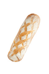 French bread on white background top view.