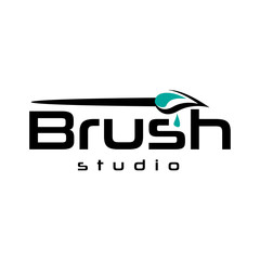 elegant brush logo design.  isolated on white background.  