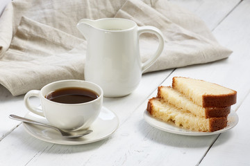Cake with coffee cup