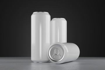 Three blank beer cans