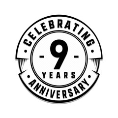 9 years anniversary logo template. Vector and illustration.
