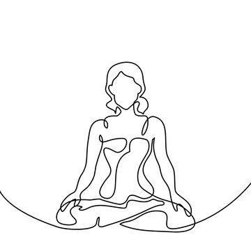 recommend clip art: Continuous line drawing. Woman doing exercise yoga lotus Pose. Vector Illustration