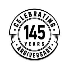 145 years anniversary logo template. Vector and illustration.
