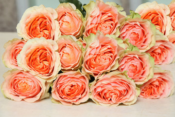Large bunch of unusual varieties of roses
