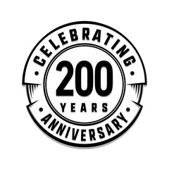 200 years anniversary logo template. Vector and illustration.

