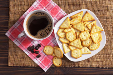 Crackers and coffee
