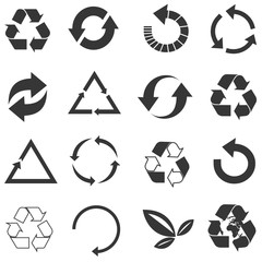 Recycled eco vector icon set - obrazy, fototapety, plakaty