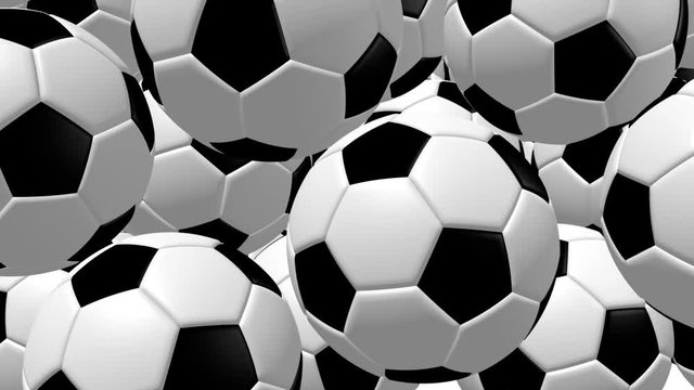 3D falling soccer/ footballs - animation