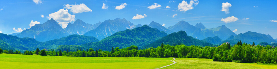 Summer mountains panorama, Schwangau, Germany - obrazy, fototapety, plakaty