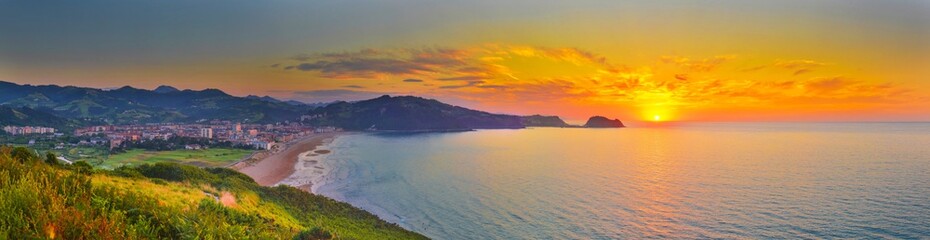 Sunset in Zarautz, Spain © denis_333