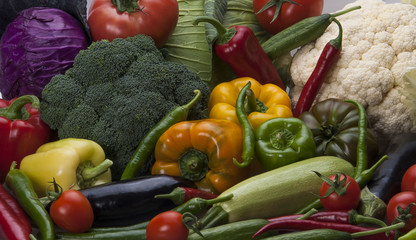 White background vegetables