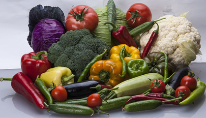 White background vegetables