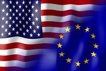 USA and European Union flags