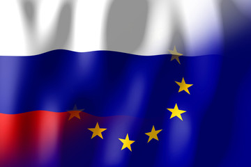 Russia (Russian Federation) and European Union flags