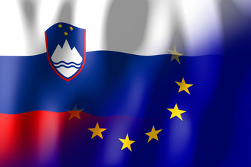 Slovenia and European Union flags