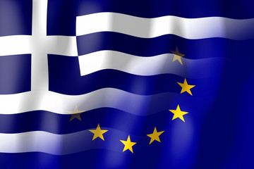 Greece and European Union flags