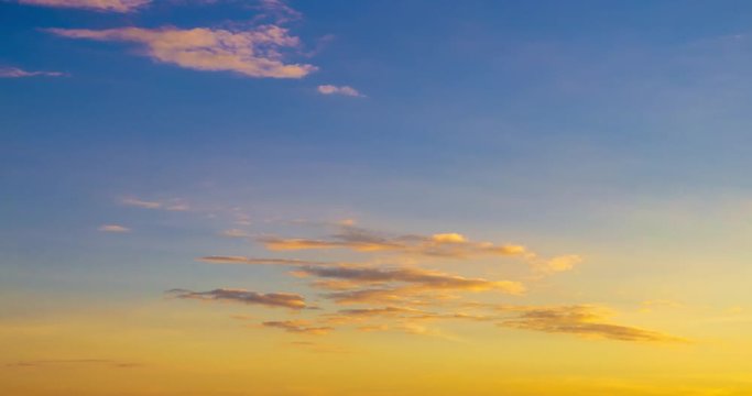 Time lapse clip of evening fluffy curly rolling clouds