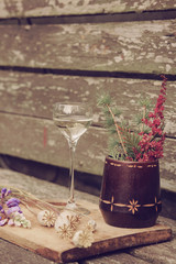 Glass glasses with alcohol