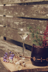 Glass glasses with alcohol