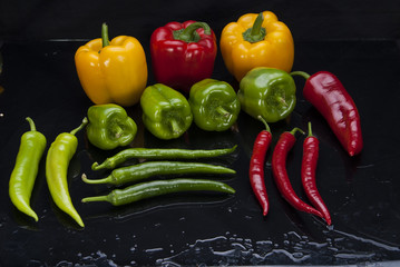 Colorful fruits and vegetables black arkapland