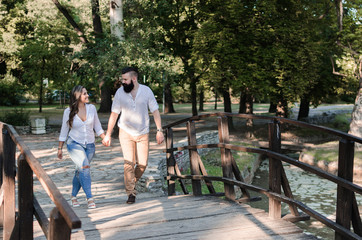 happiness free time of man and woman in nature