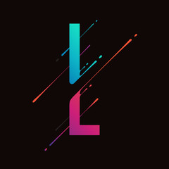 Modern abstract colorful alphabet. Dynamic liquid ink splashes letter. Vector design element for your art. Letter L