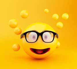 3d Emoji icons with facial expressions.