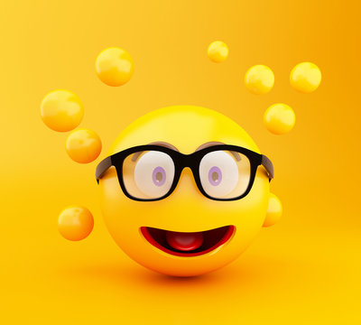 3d Emoji icons with facial expressions.