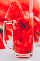 Sweet vitamin drink. Red juicy watermelon