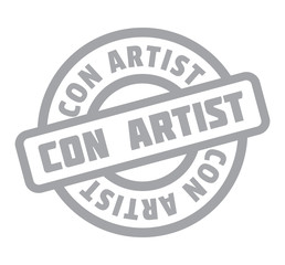 Con Artist rubber stamp. Grunge design with dust scratches. Effects can be easily removed for a clean, crisp look. Color is easily changed.