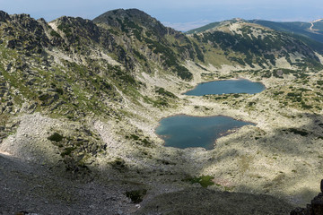 Panoramic view to Musalenski lakes from Musala Peak, Rila mountain, Bulgaria