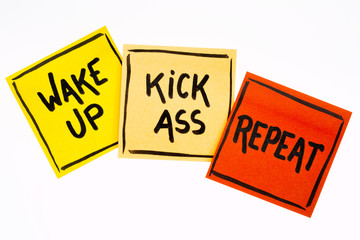 wake up, kick ass, repeat