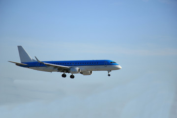 Airplane approaching runway